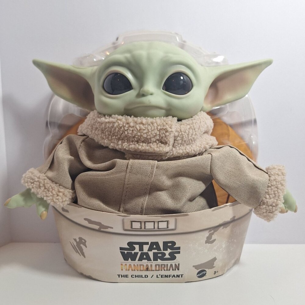 Star Wars The Mandalorian Grogu Child Baby Yoda Plush Toy 11" Disney Mattel - Picture 1 of 16